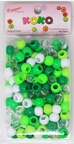 Koko 160pc 12x15 mm Premium Wholesale Pony Beads, Bracelet Cool Beads, Beads for Hair Braids, Beads for Kids Crafts, Plastic Beads, H, Green